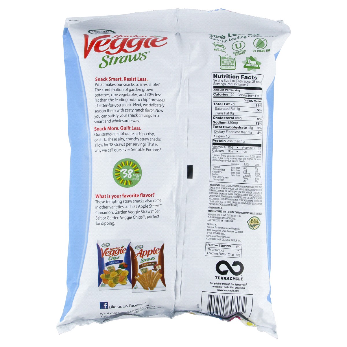 slide 2 of 2, Sensible Portions Garden Veggie Straws Zesty Ranch Vegetable & Potato Snack 6 oz. Bag, 6 oz