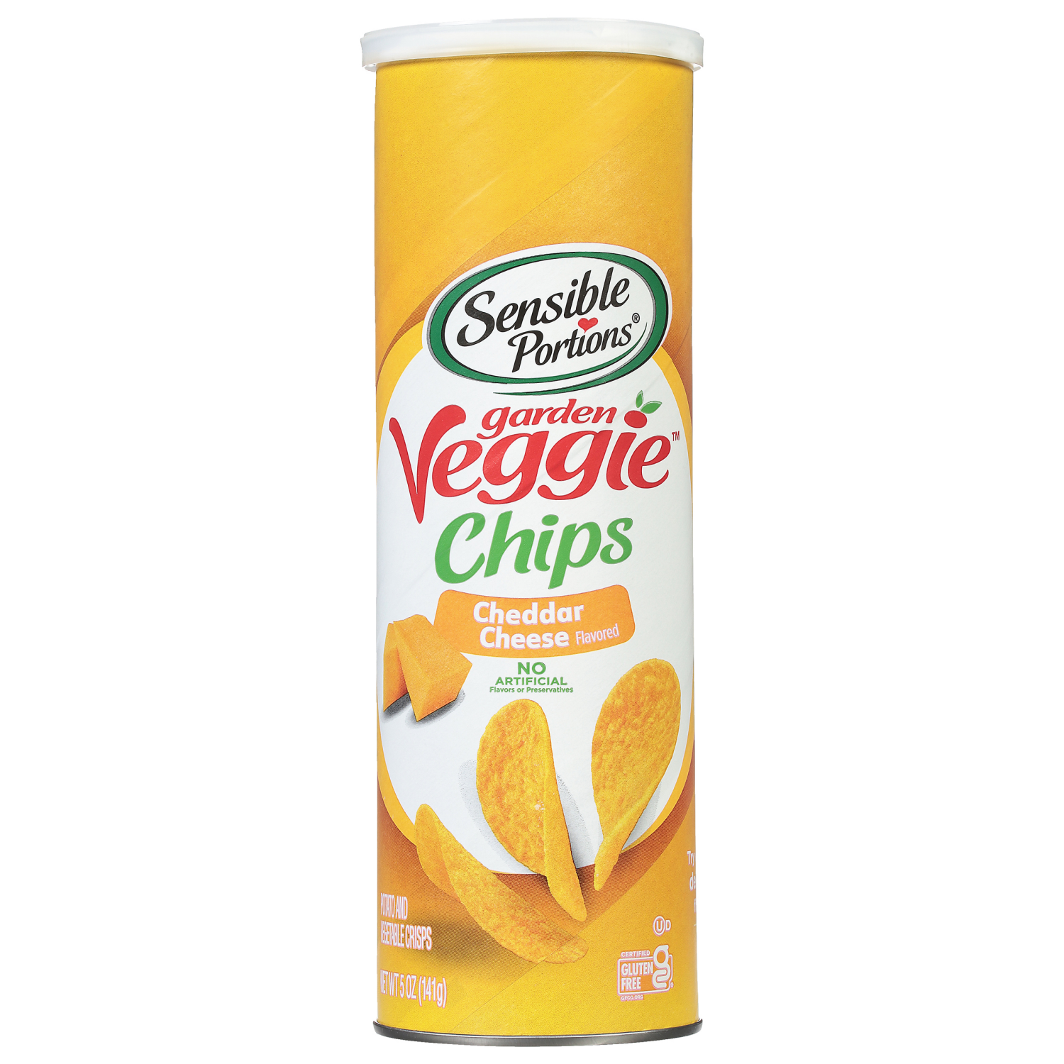 slide 1 of 2, Sensible Portions Garden Veggie Chips Cheddar Cheese Potato Crisps 5 oz. Canister, 5 oz