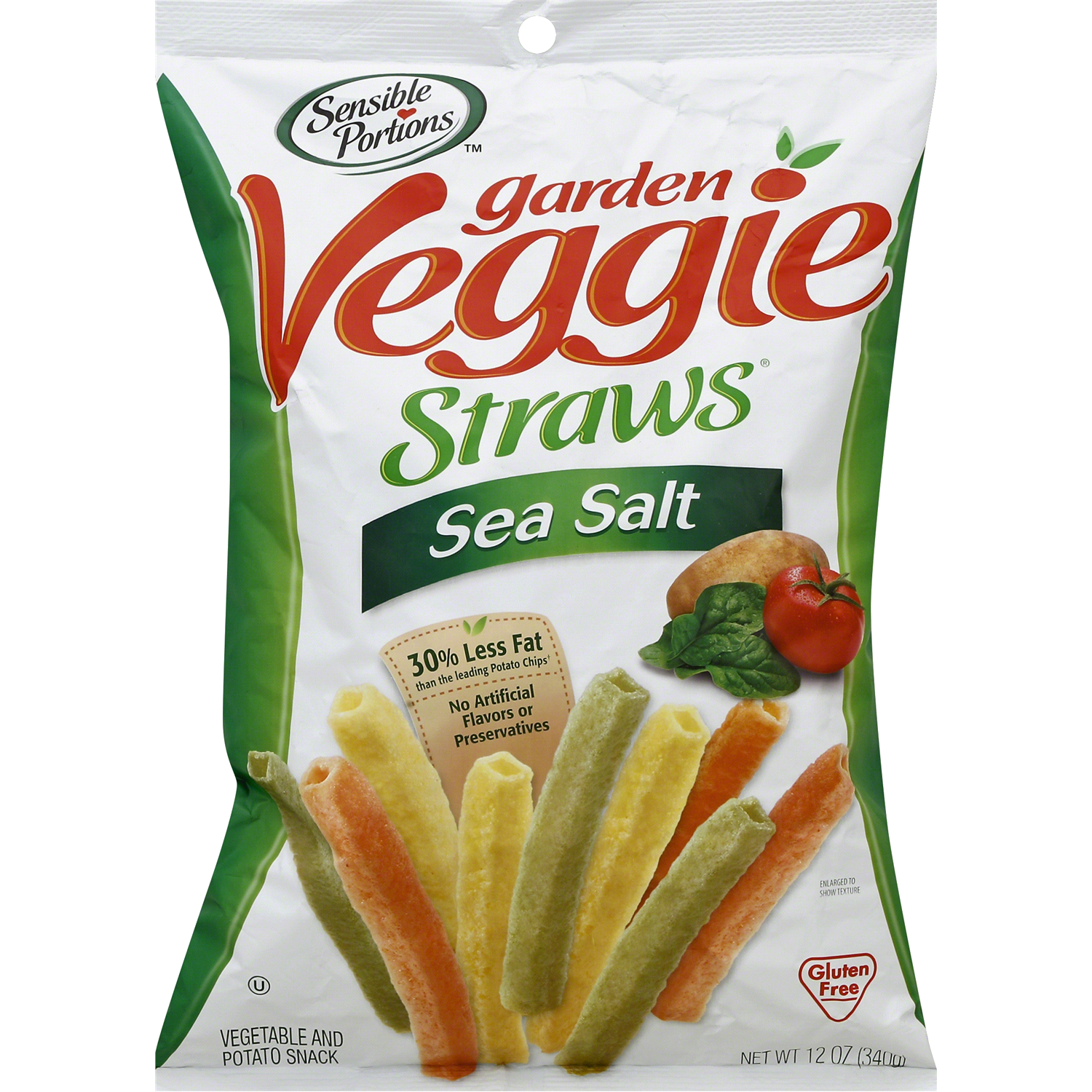 slide 1 of 1, Sensible Portions Garden Veggie Straws Sea Salt Vegetable & Potato Snack 12 oz. Bag, 12 oz