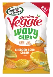 Sensible Portions Garden Veggie Wavy Cheddar Sour Cream Flavored Chips 6 oz