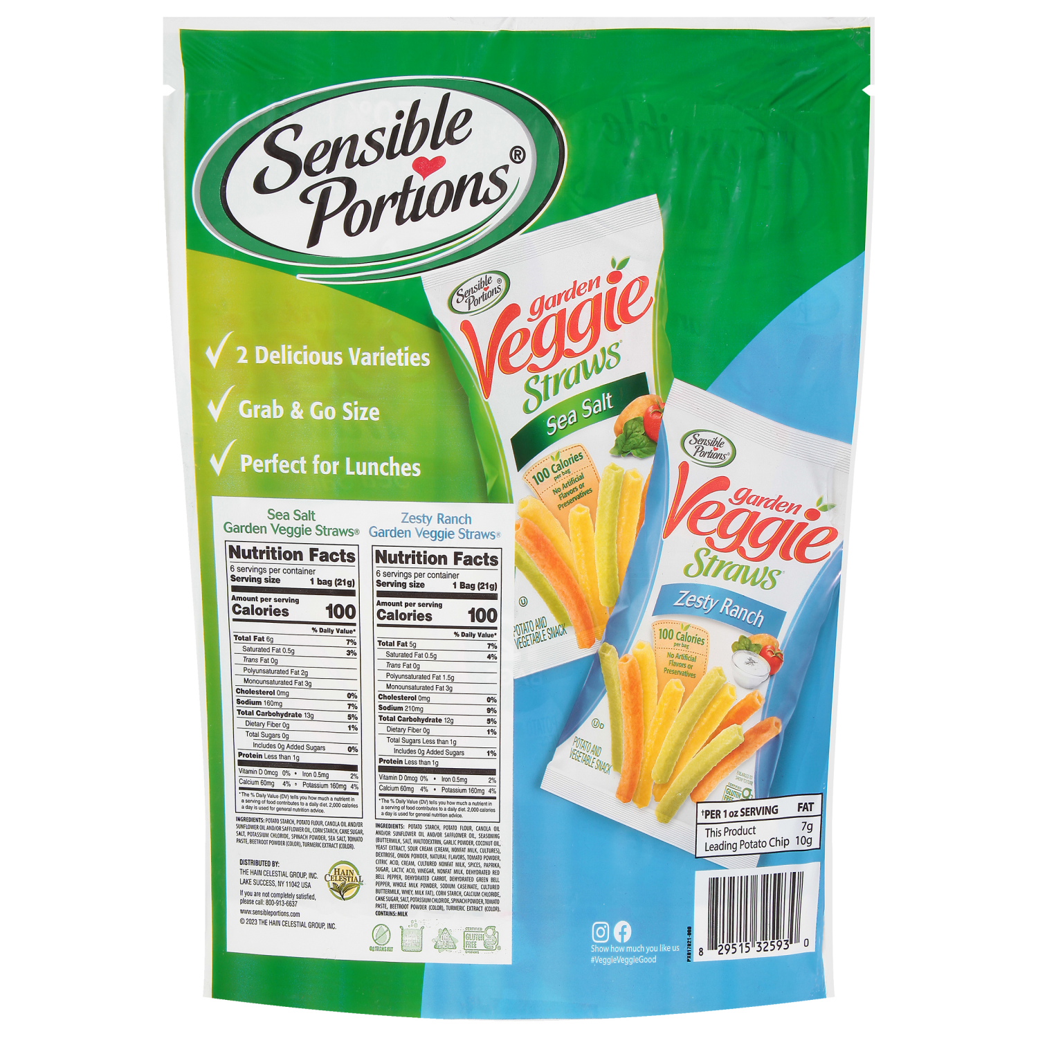 slide 2 of 2, Sensible Portions Garden Veggie Straws Zesty Ranch/Sea Salt Potato and Vegetable Snack 12 - 0.75 oz Bags, 12 ct