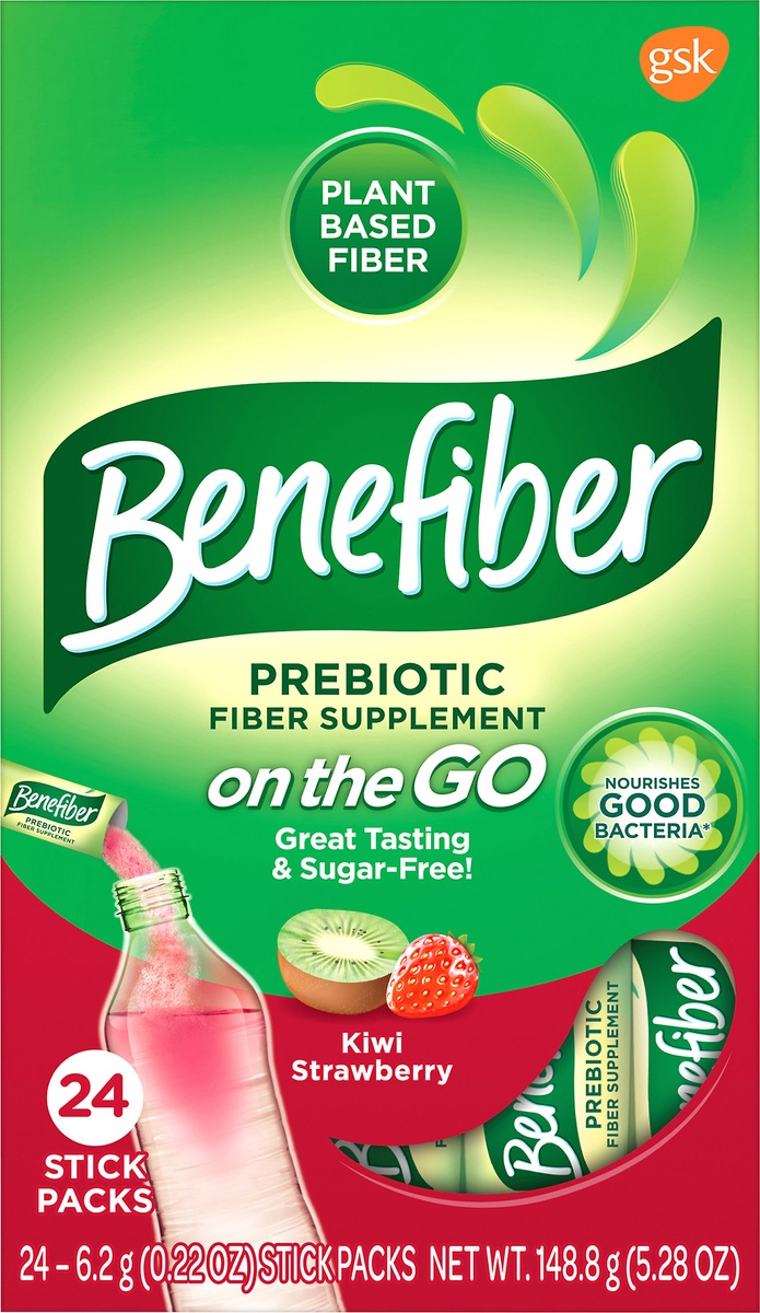 slide 6 of 9, Benefiber Drink Mix On-The-Go Kiwi Strawberry, 24 ct