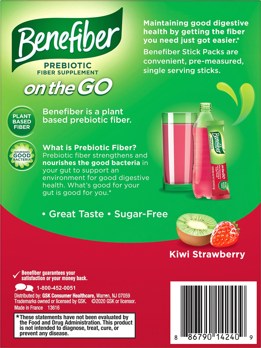 slide 9 of 9, Benefiber Drink Mix On-The-Go Kiwi Strawberry, 24 ct