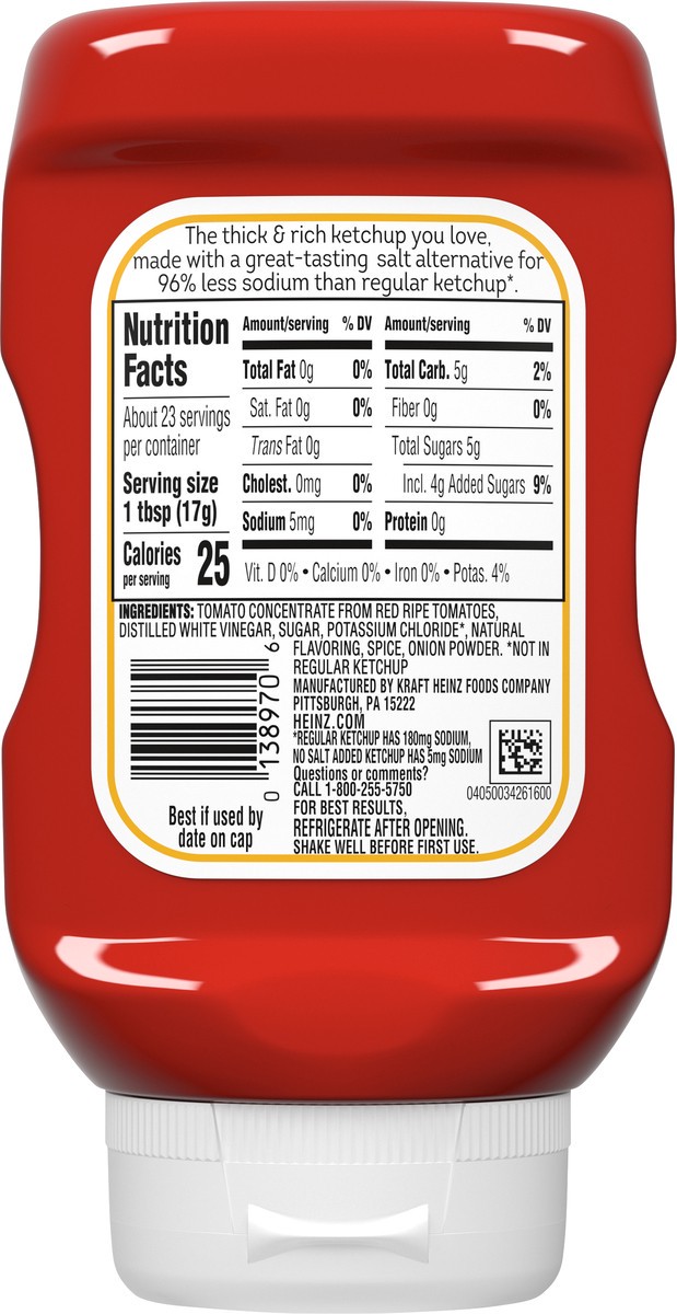 slide 3 of 9, Heinz Tomato Ketchup with No Salt Added, 14 oz Bottle, 14 oz