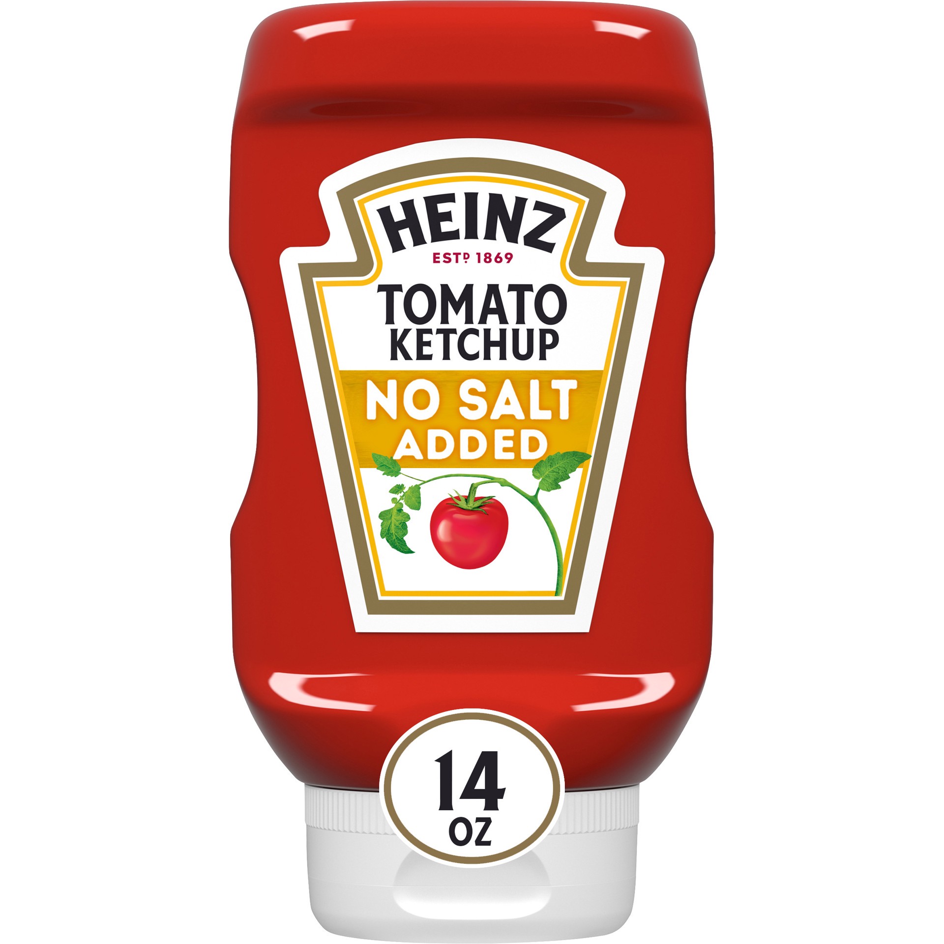 slide 1 of 9, Heinz Tomato Ketchup with No Salt Added, 14 oz Bottle, 14 oz