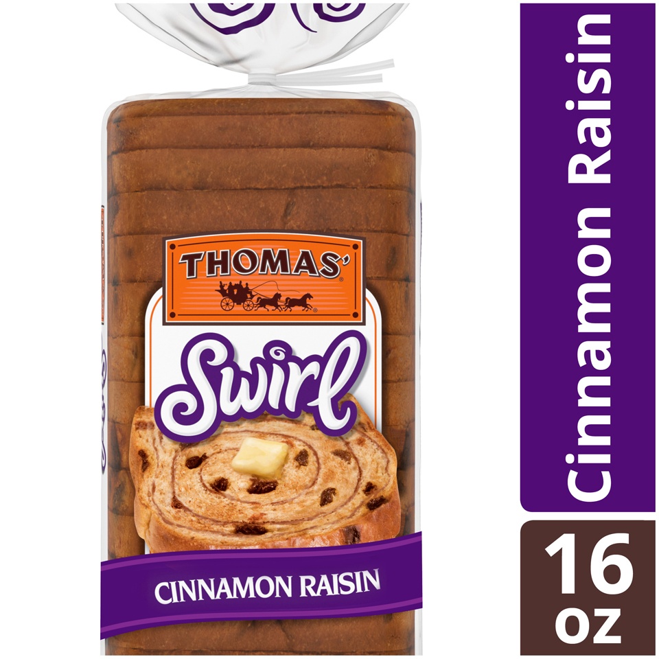 slide 3 of 9, Thomas' Cinnamon Raisin Swirl Bread, 16 oz, 1 ct