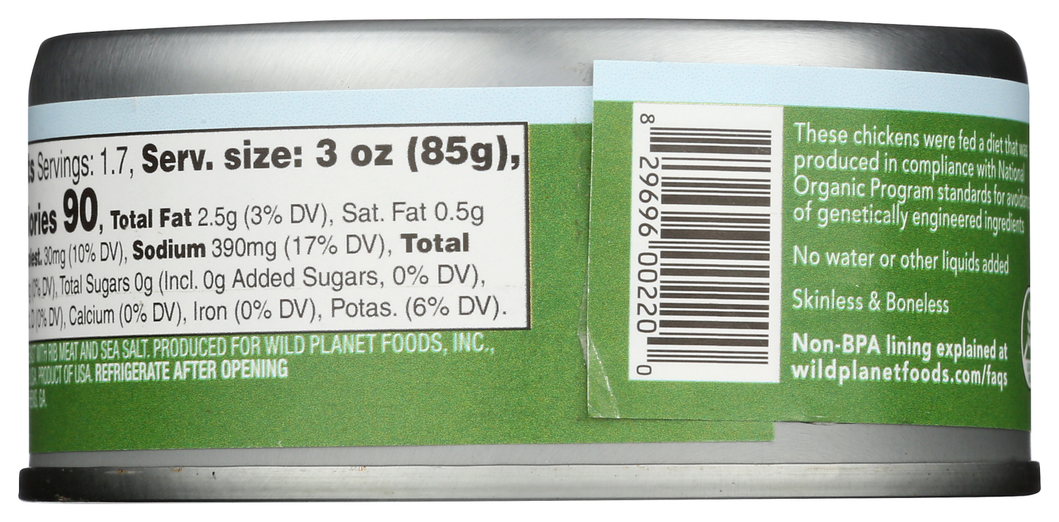 slide 2 of 3, Wild Planet Roasted Organic Chicken Breast with Rib Meat 5 oz, 5 oz