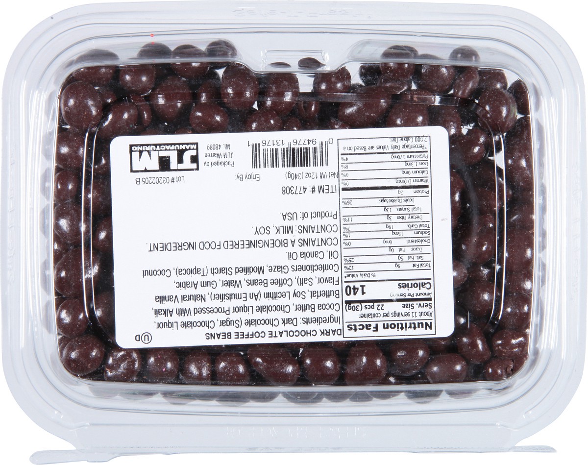 slide 8 of 9, JLM Manufacturing Dark Chocolate Coffee Beans 12 oz, 12 oz