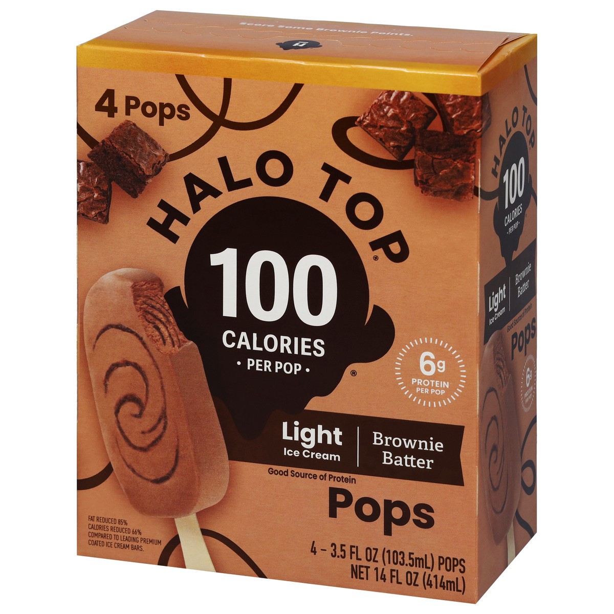 slide 5 of 11, Halo Top Brownie Batter Light Ice Cream Pops, 4 Pack, 14 fl oz