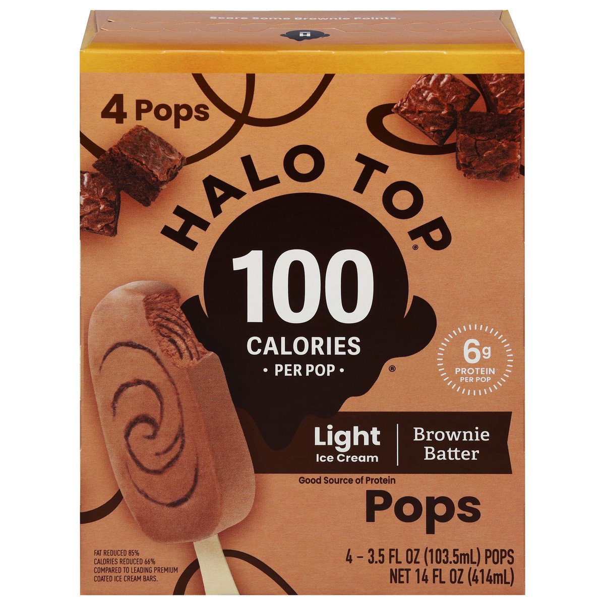 slide 2 of 11, Halo Top Brownie Batter Light Ice Cream Pops, 4 Pack, 14 fl oz