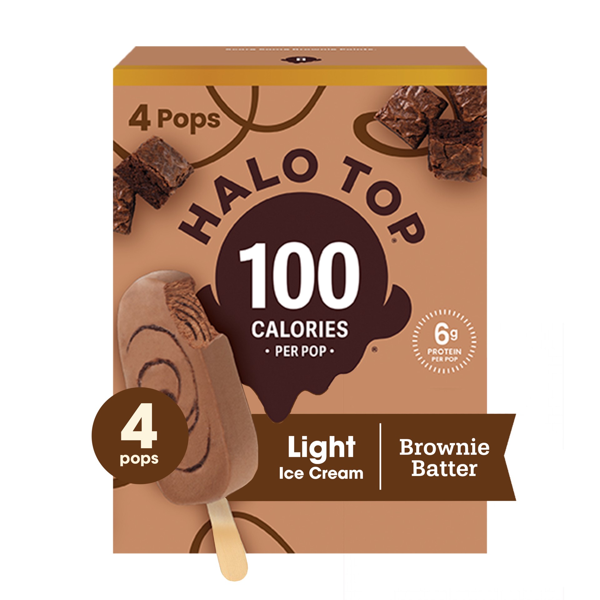 slide 1 of 11, Halo Top Brownie Batter Light Ice Cream Pops, 4 Pack, 14 fl oz