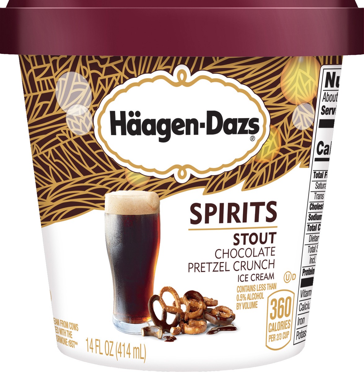 slide 5 of 6, Häagen-Dazs Spirits Stout Chocolate Pretzel Crunch Ice Cream, 14 fl oz
