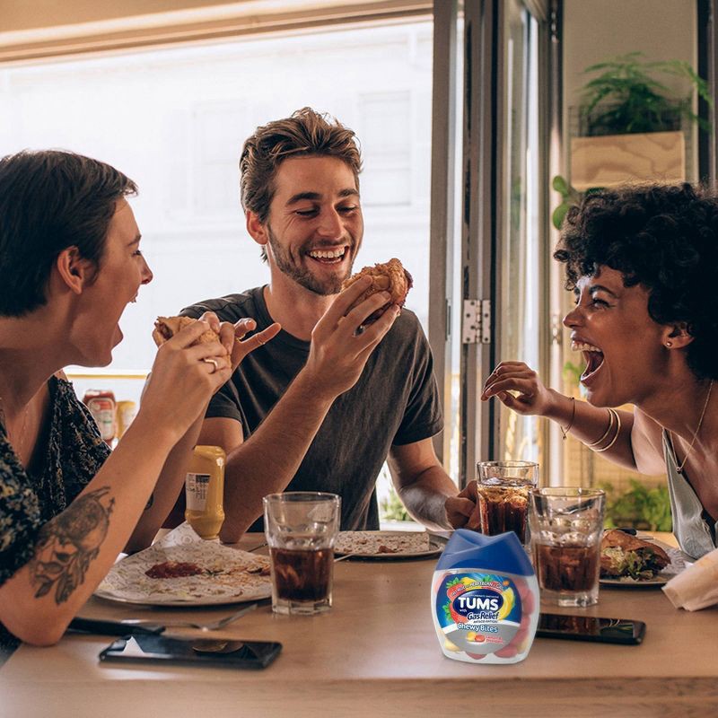 slide 2 of 12, Tums Chewy Bites Chew Able Antacid Tablets with Gas Relief, Lemon & Strawberry, 28 Count, 28 ct