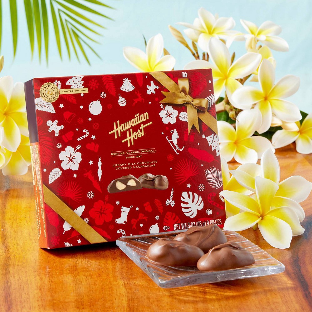 slide 3 of 5, Hawaiian Host Holiday Box Milk Chocolate Covered Macadamia - 2.9oz, 2.9 oz