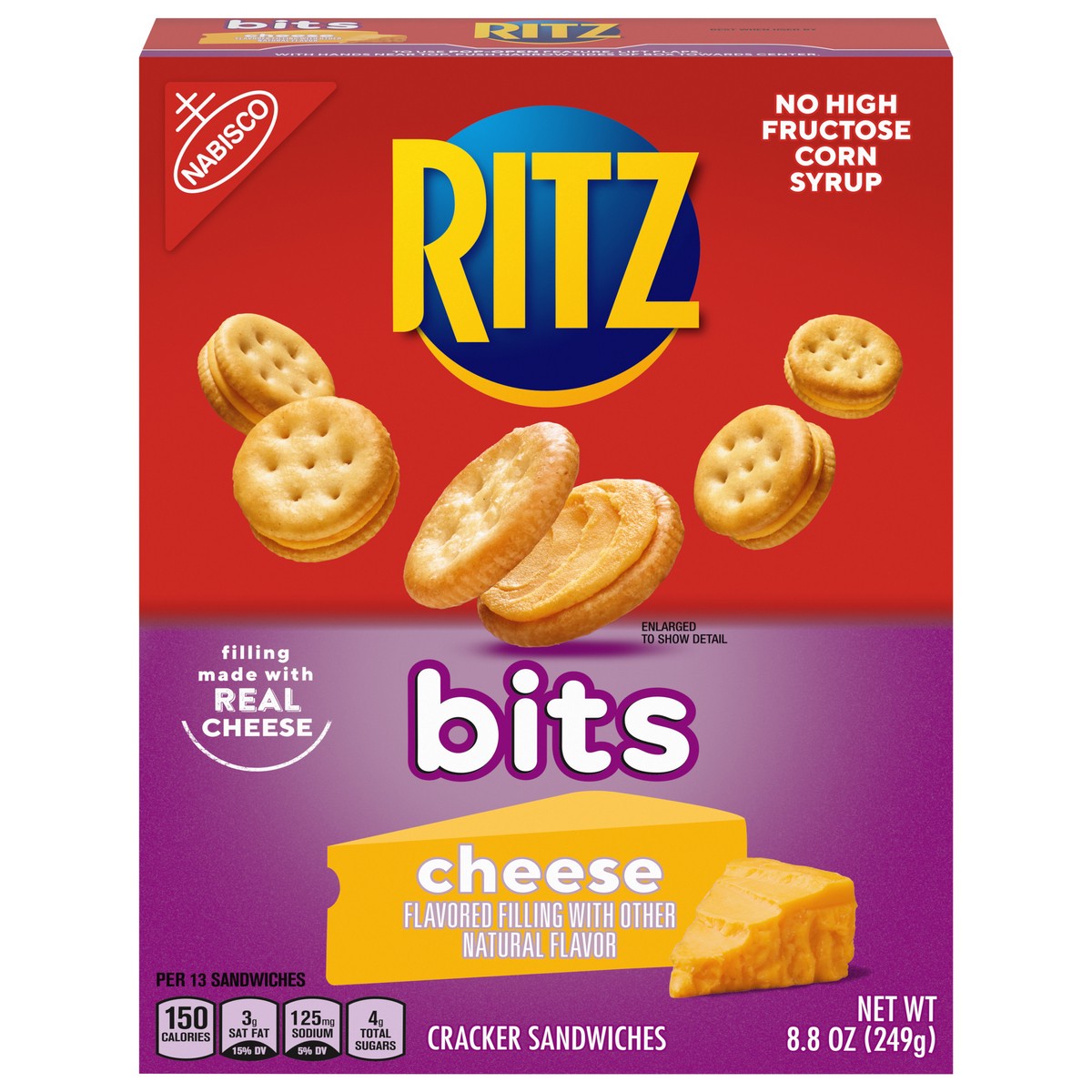 slide 1 of 9, RITZ Bits Cheese Sandwich Crackers, 8.8 oz, 8.8 oz