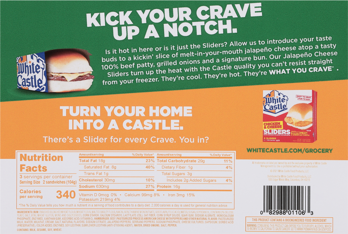 slide 2 of 2, White Castle Jalapeno Cheese Sliders, 9.5 oz