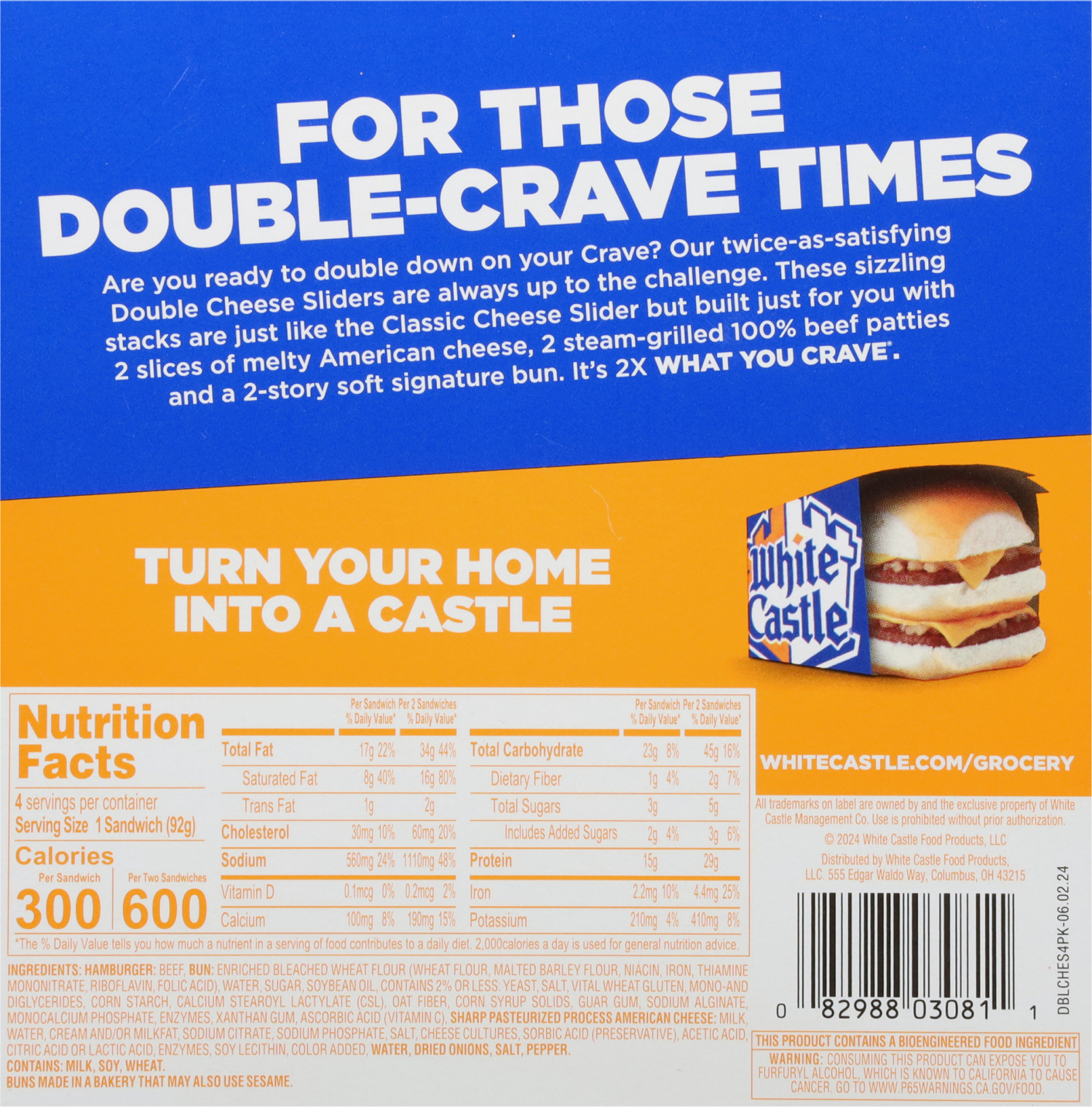 slide 2 of 2, White Castle Double Cheese Sliders, 12.98 Oz., 4 Ct., Single Serve (Frozen), 12.98 oz, 4 ct