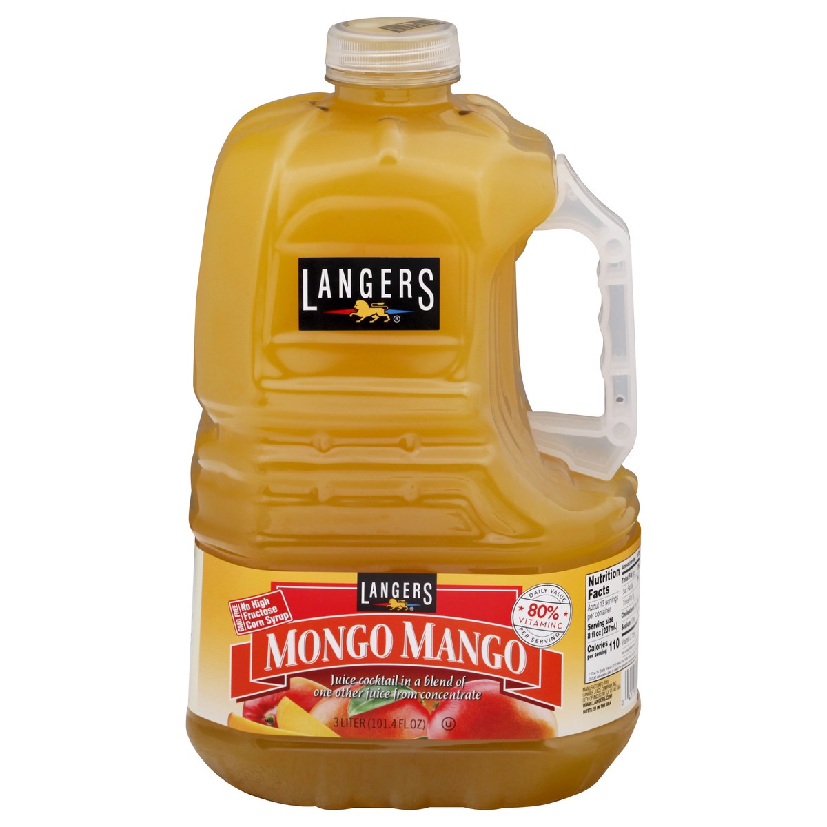 slide 1 of 13, Langers Mongo Mango Juice Cocktail - 3 liter, 3 liter