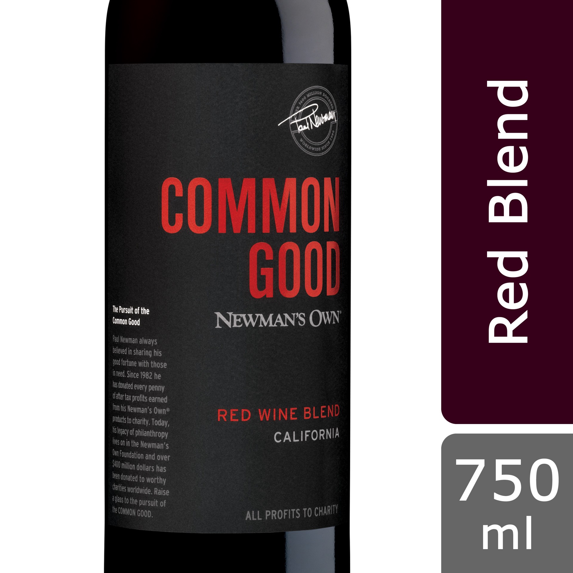 slide 1 of 5, Newman's Own Common Good Red Wine, 750mL Wine Bottle, 750 ml