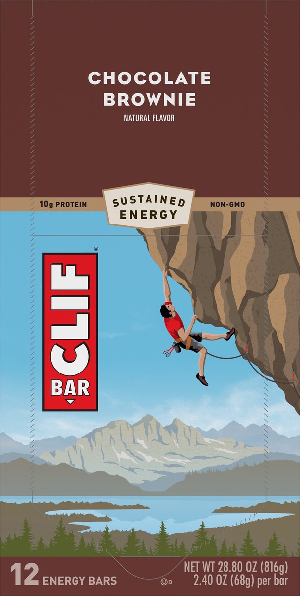 slide 9 of 9, CLIF BAR - Chocolate Brownie Flavor - Made with Organic Oats - 10g Protein - Non-GMO - Plant Based - Energy Bars - 2.4 oz. (12 Count), 28.8 oz