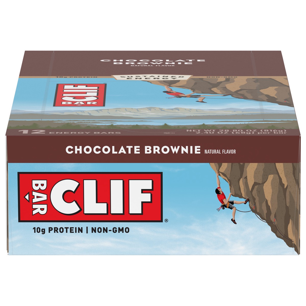 slide 1 of 9, CLIF BAR - Chocolate Brownie Flavor - Made with Organic Oats - 10g Protein - Non-GMO - Plant Based - Energy Bars - 2.4 oz. (12 Count), 28.8 oz
