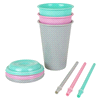 slide 6 of 9, Kolorae Cup With Lid And Straw, Assorted Colors, 3 ct