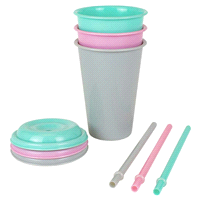 slide 7 of 9, Kolorae Cup With Lid And Straw, Assorted Colors, 3 ct