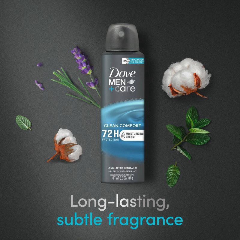 slide 3 of 7, Dove Men+Care 72-Hour Clean Comfort Dry Spray Antiperspirant Deodorant - 3.8oz/2ct, 2 ct; 3.8 oz
