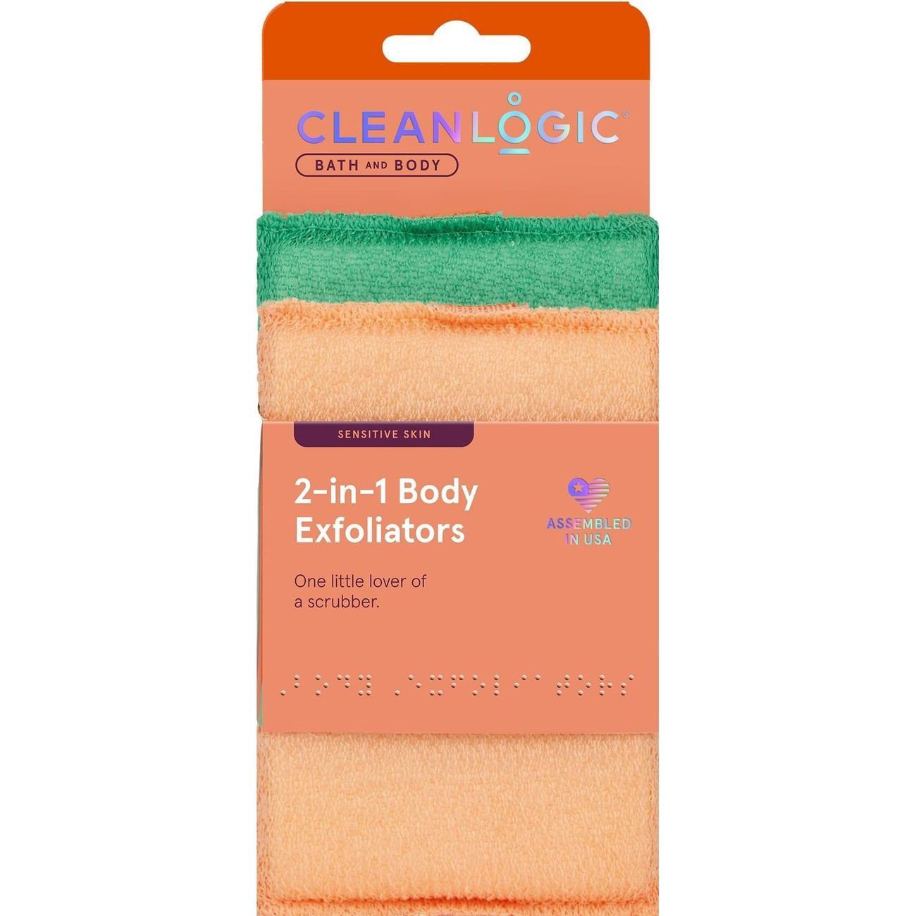 slide 1 of 1, cleanlogic 2-in-1 Sensitive Skin Body Exfoliators 2 Each, 2 ct