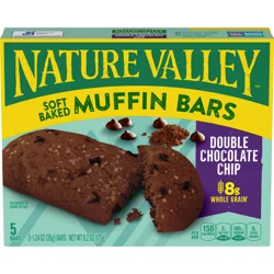 Nature Valley Soft Baked Muffin Bars, Double Chocolate Chip, Made With Whole Grain, 5 Count, 6.2 oz