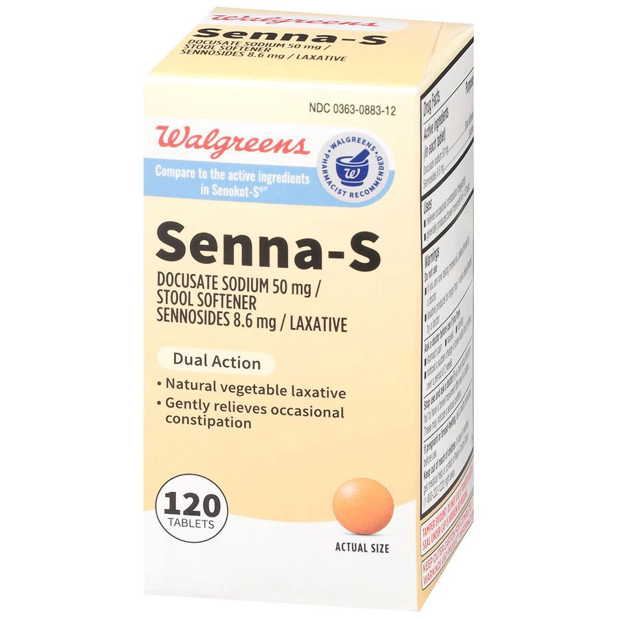 slide 3 of 5, Walgreens Senna-S Laxative Tablets, 120 ct