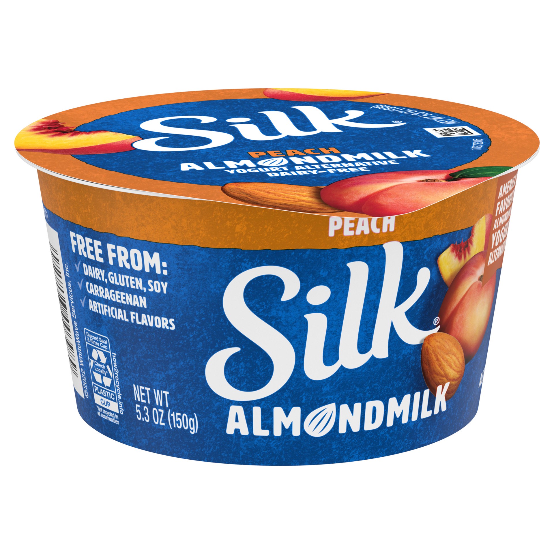 slide 5 of 5, Silk Peach Dairy Free, Almond Milk Yogurt Alternative, Rich and Creamy Plant Based Yogurt with 5 Grams of Protein, 5.3 OZ Container, 5.3 oz