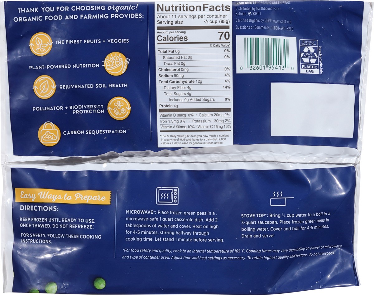 slide 8 of 13, Earthbound Farm Green Peas, 