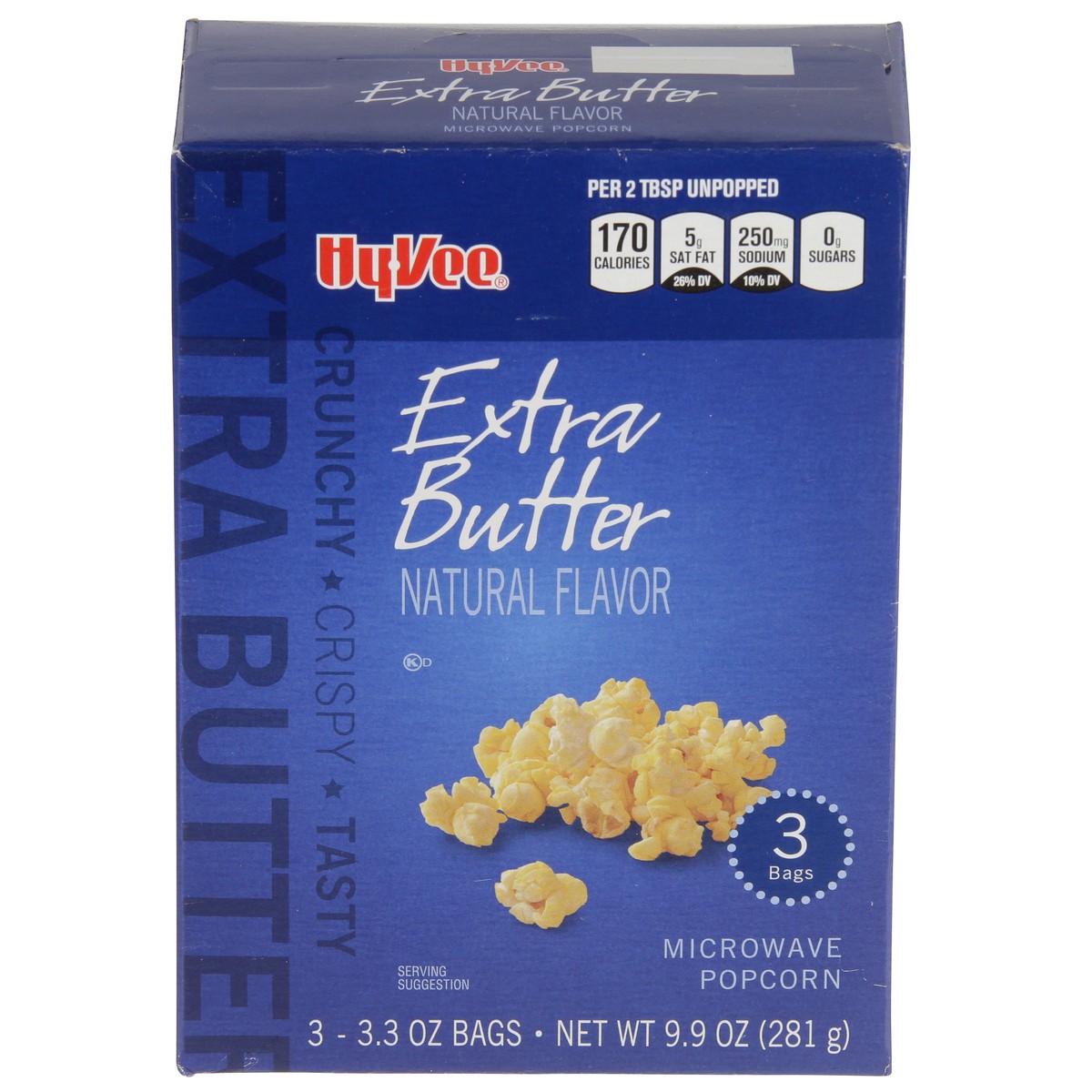 slide 1 of 8, Hy-vee Extra Butter Flavor Microwave Popcorn, 3 ct; 3.3 oz