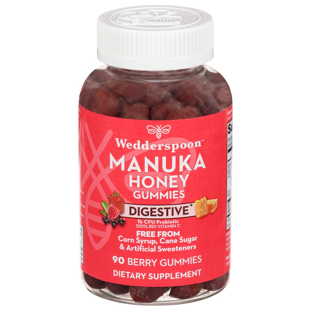 slide 1 of 9, Wedderspoon Digestive Manuka Honey Berry Gummies 90 ea Bottle, 90 ct