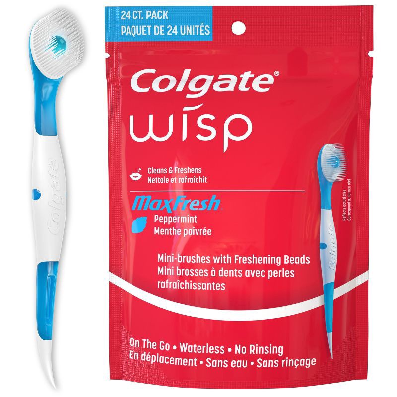 slide 1 of 5, Colgate Max Fresh Wisp Disposable Mini Travel Toothbrushes, Peppermint - 24 Count (4 Pack), 24 ct