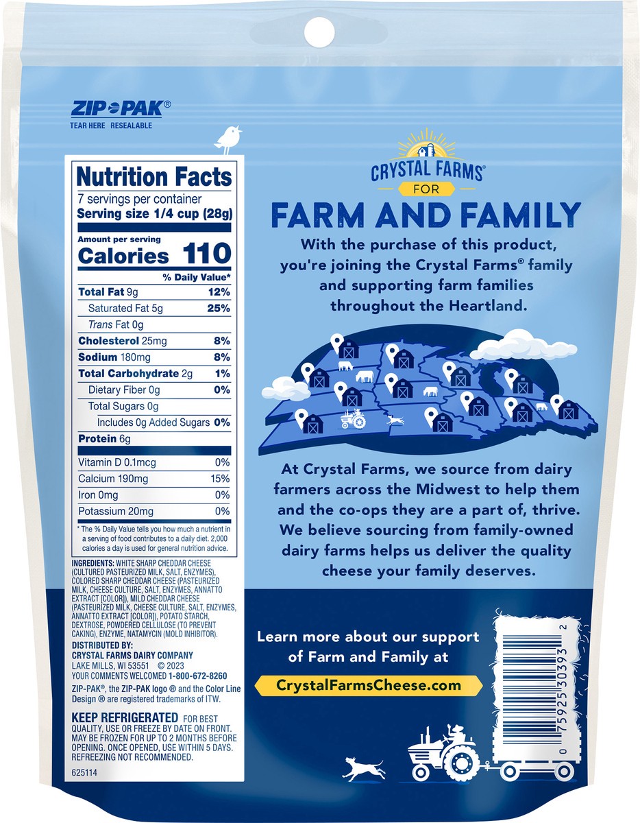 slide 5 of 8, Crystal Farms Thick Cut Triple Cheddar Cheese 7 oz, 7 oz