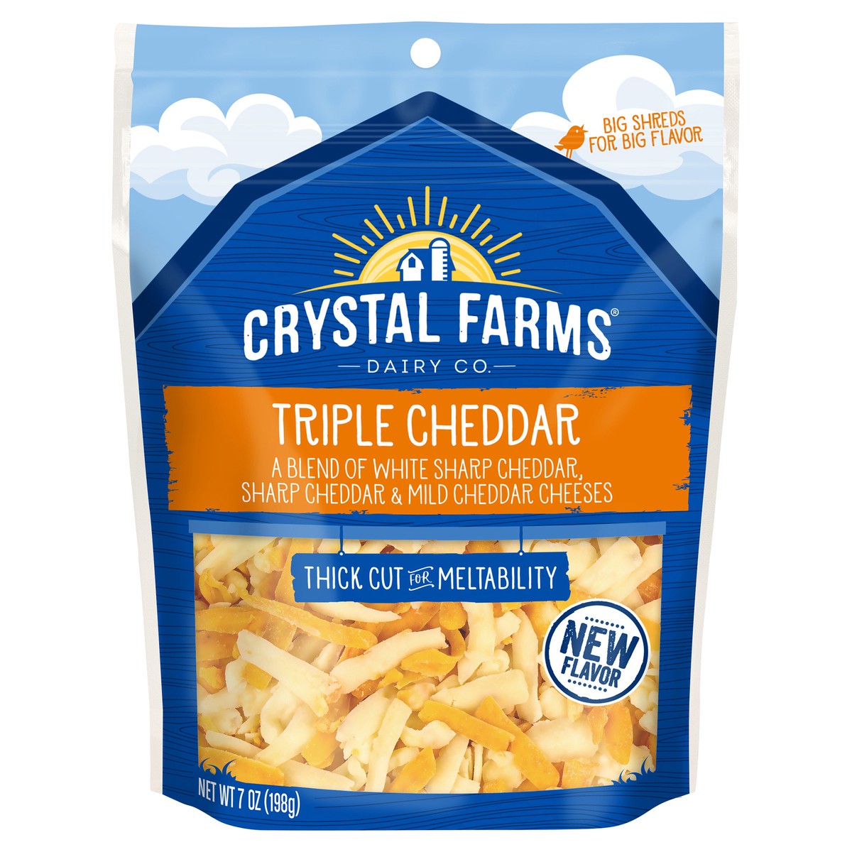 slide 4 of 8, Crystal Farms Thick Cut Triple Cheddar Cheese 7 oz, 7 oz