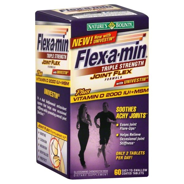 slide 1 of 1, Nature's Bounty Flex-A-Min Triple Strength Joint Flex Formula Plus Vitamin D Tablets, 60 ct