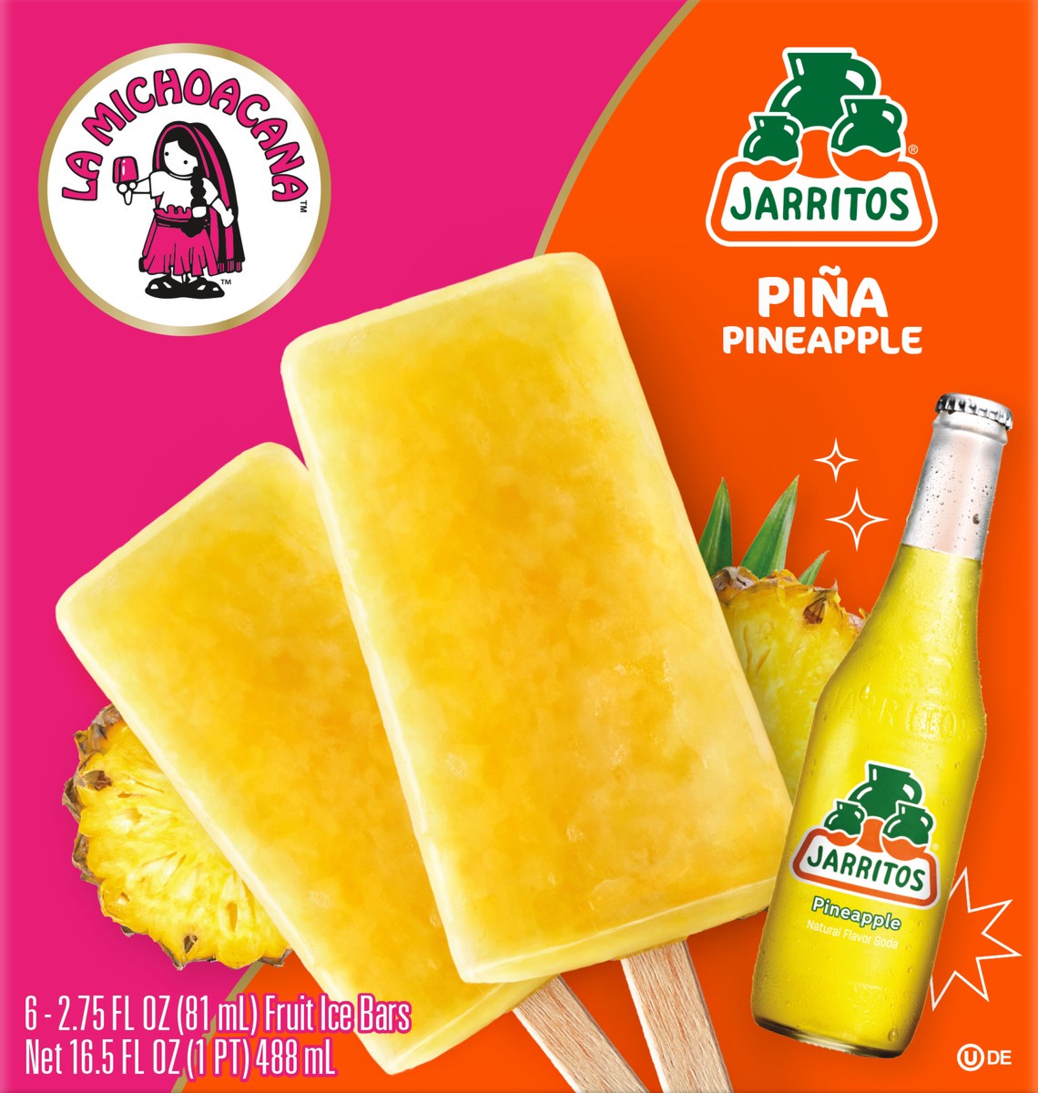 slide 2 of 10, La Michoacana Jarritos Pina Pineapple Fruit Ice Bars 6 - 2.75 fl oz Bars, 6 ct