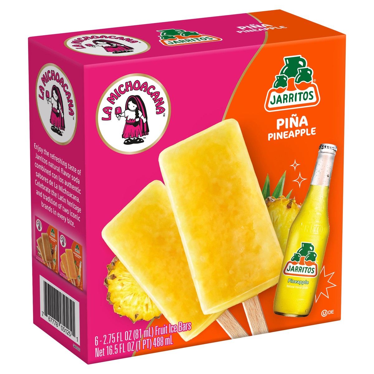 slide 6 of 10, La Michoacana Jarritos Pina Pineapple Fruit Ice Bars 6 - 2.75 fl oz Bars, 6 ct