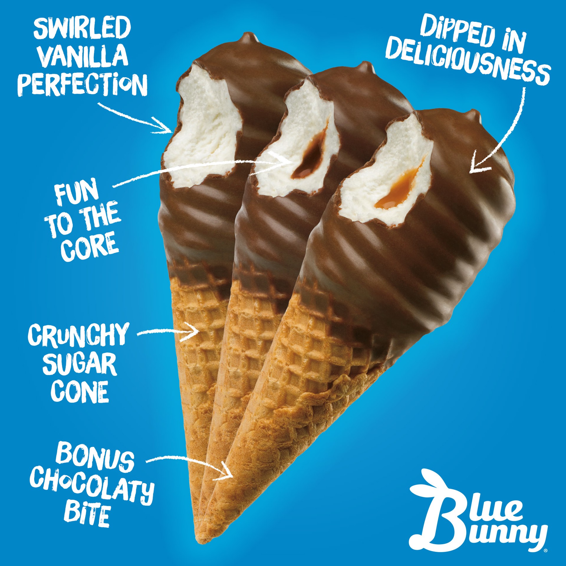 slide 2 of 3, Blue Bunny Mini Swirls Classic Mini Cones Variety Pack, Frozen Dessert, 8 Pack, 18 fl oz