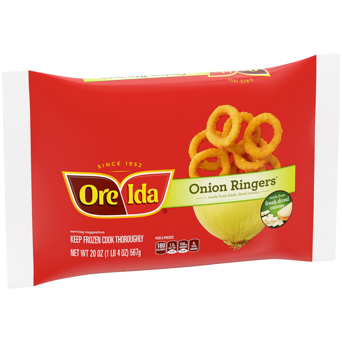 slide 8 of 9, Ore-Ida Fried Onion Ringers Frozen Snacks, 20 oz Bag, 20 oz