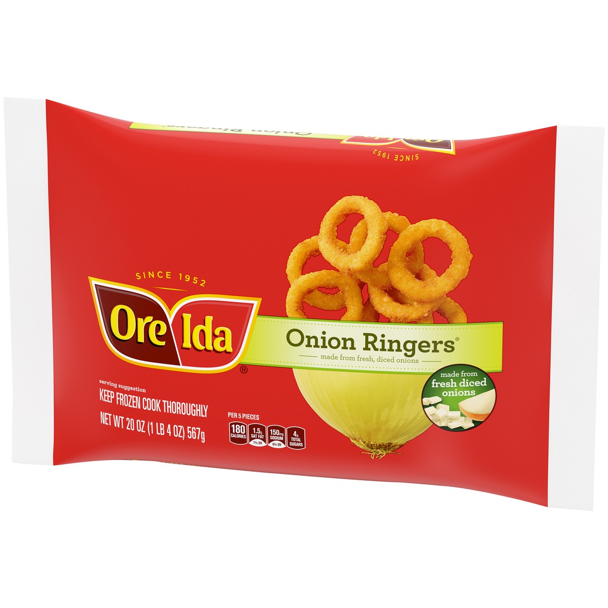 slide 4 of 9, Ore-Ida Fried Onion Ringers Frozen Snacks, 20 oz Bag, 20 oz