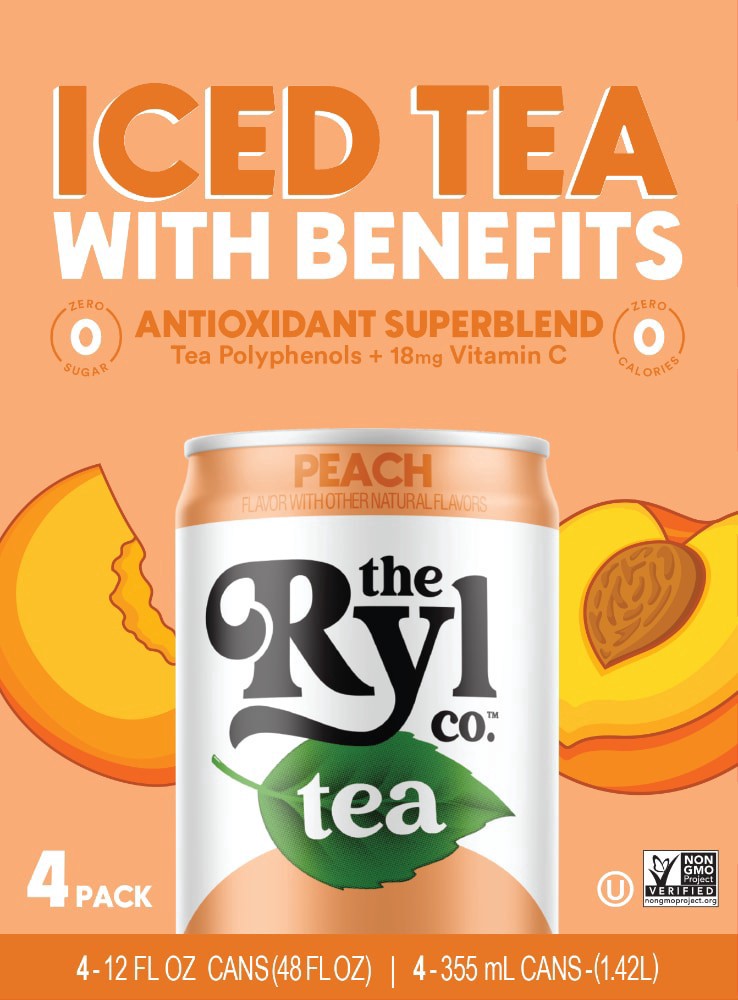 slide 2 of 2, The Ryl Co. Zero Sugar Peach Energy Drink Multipack Cans, 4 ct; 12 fl oz
