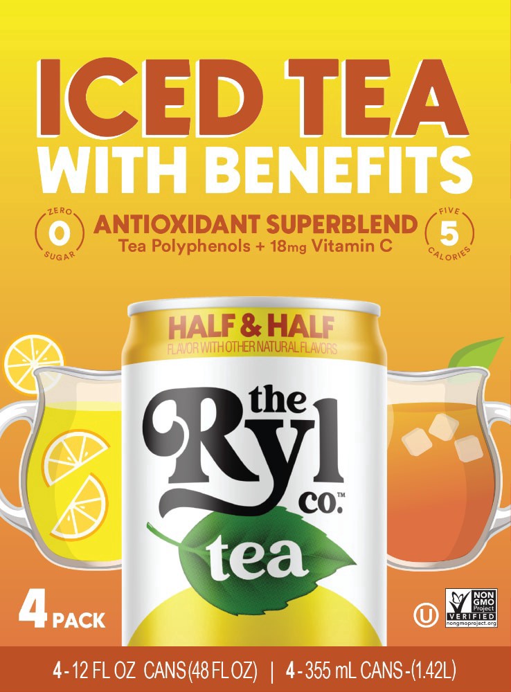 slide 2 of 2, The Ryl Co. Zero Sugar Half & Half Iced Tea Energy Drink Multipack Cans, 4 ct; 12 fl oz