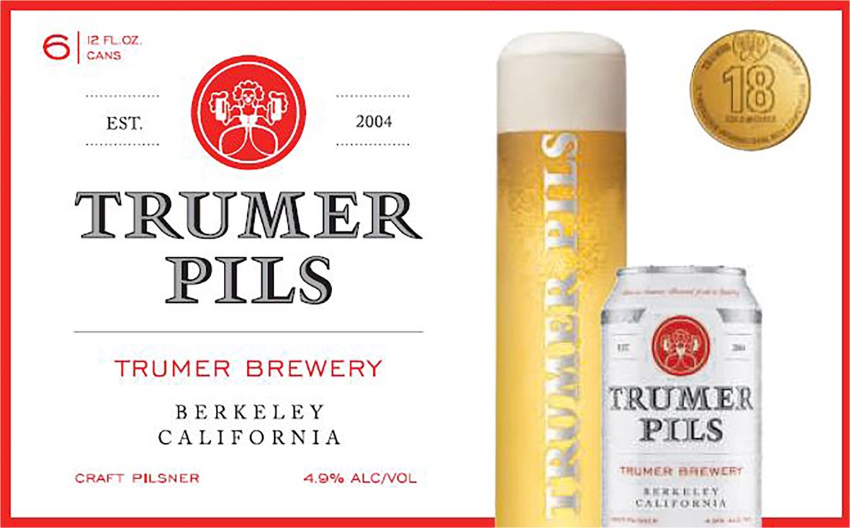 slide 6 of 8, Trumer Pils Beer Trumer Pils Craft Beer, Craft Pilsner Beer, 6 Pack, 12 fl oz Cans, 4.9% ABV, 6 ct