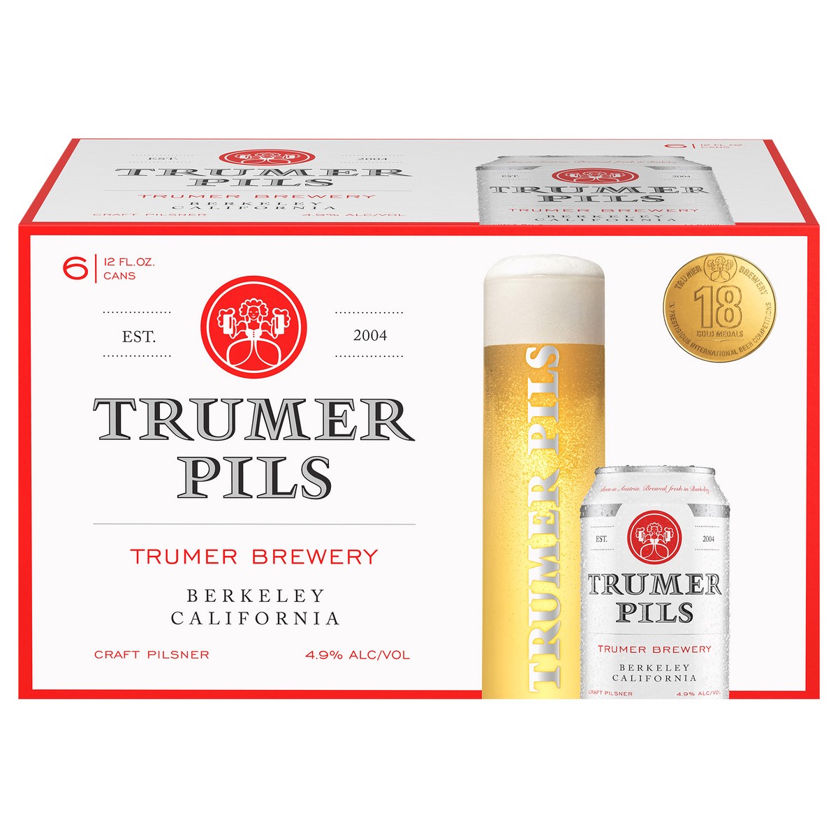 slide 3 of 8, Trumer Pils Beer Trumer Pils Craft Beer, Craft Pilsner Beer, 6 Pack, 12 fl oz Cans, 4.9% ABV, 6 ct