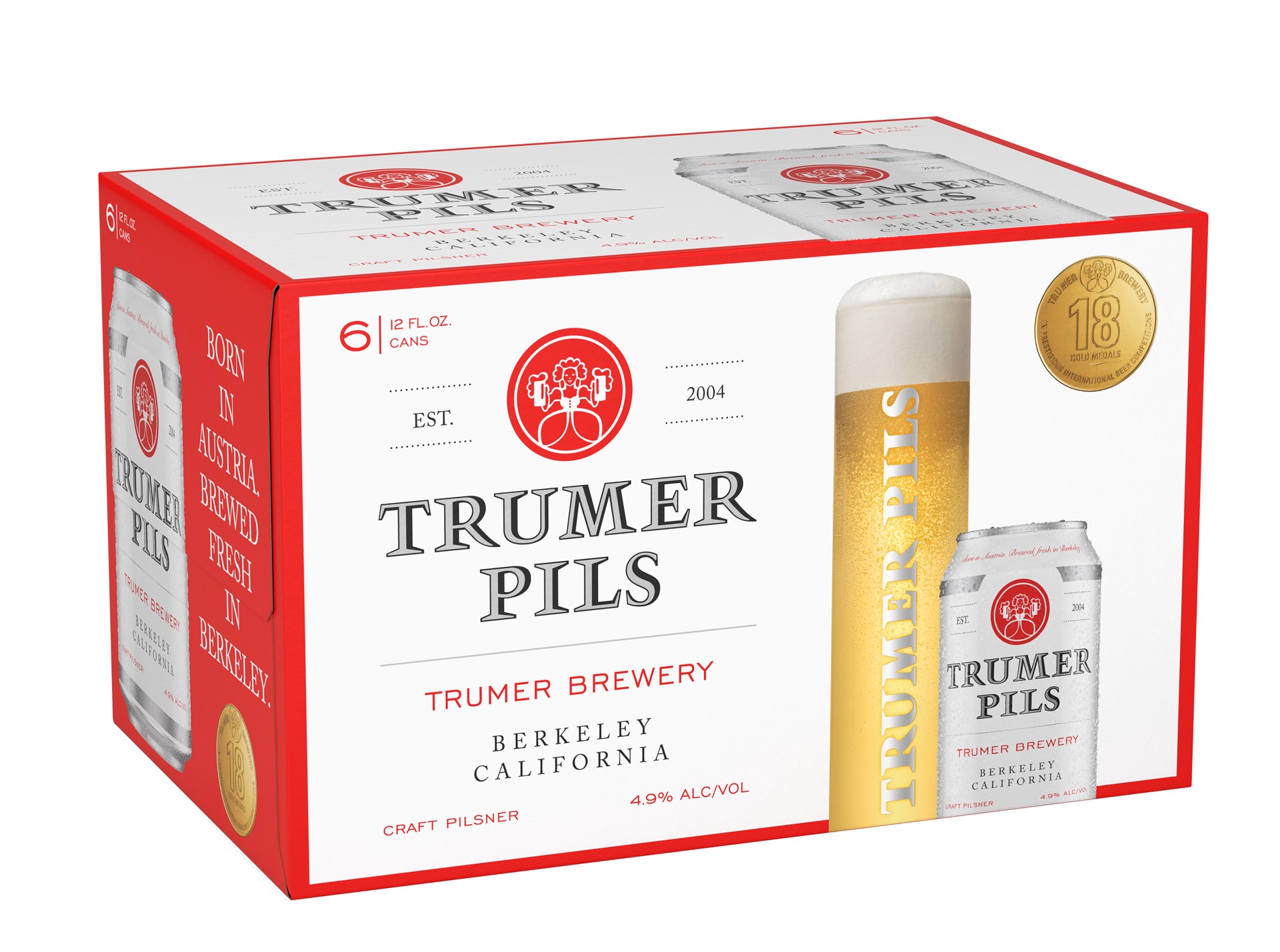 slide 1 of 8, Trumer Pils Beer Trumer Pils Craft Beer, Craft Pilsner Beer, 6 Pack, 12 fl oz Cans, 4.9% ABV, 6 ct