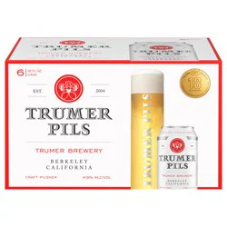 Trumer Pils Craft Beer, Craft Pilsner Beer, 6 Pack, 12 fl oz Cans, 4.9% ABV